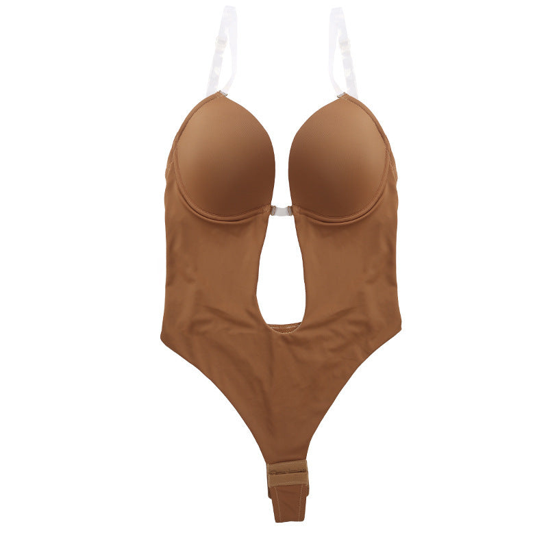 Elegant & Comfortabel: Body met Lage Sluiting en Open Rug - Koffie