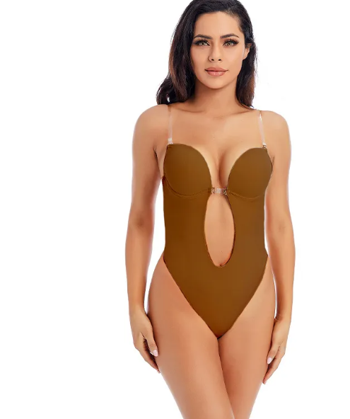 Elegant & Comfortabel: Body met Lage Sluiting en Open Rug - Koffie